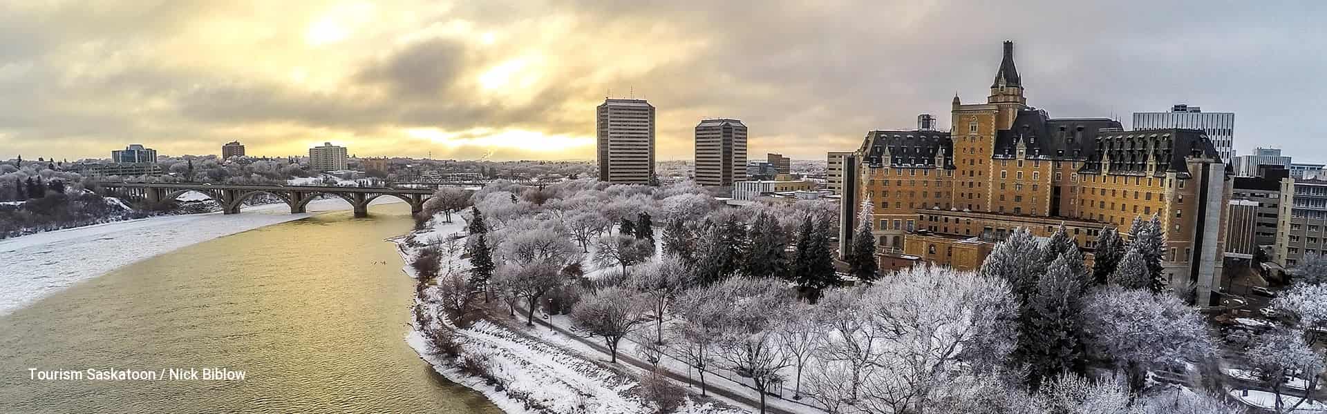 Saskatoon riverfront in Winter